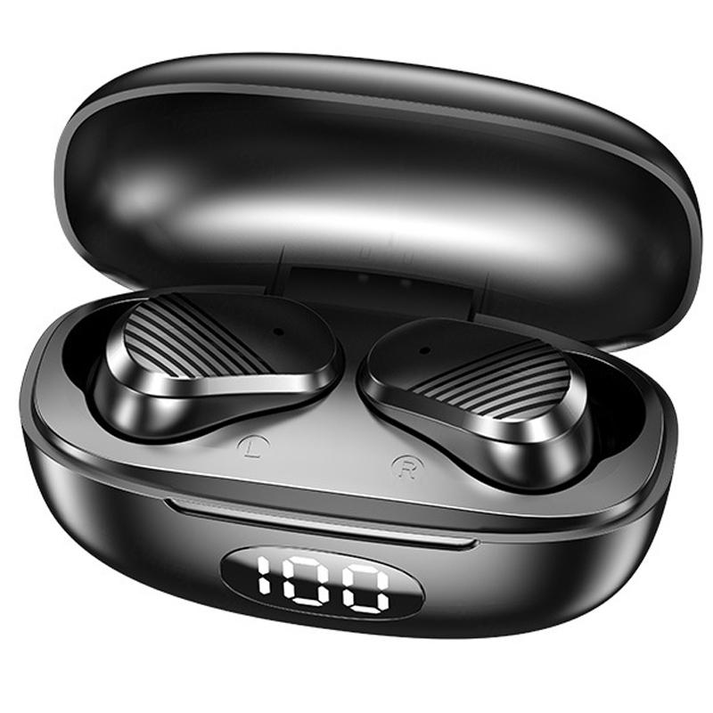 Wireless In-ear Gaming Earphones with Digital Display - Black