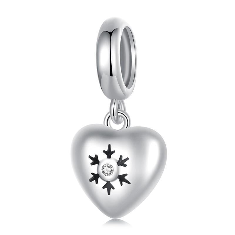 925 Sterling Silver Oxidized Snowflake Heart Diy Beads