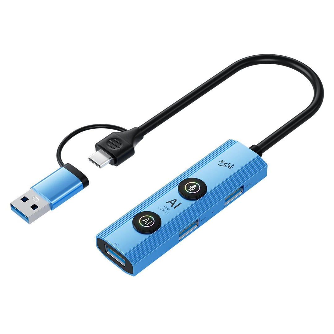 5-In-1 Usb3.0 / Type-C Hub Adapter Dock Blue