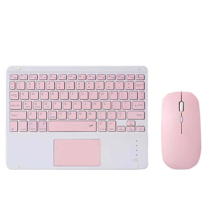 Portable 9.7 Tablet Keyboard With Bluetooth Touchpad & Mouse Set For Ipad - Pink + Mouse