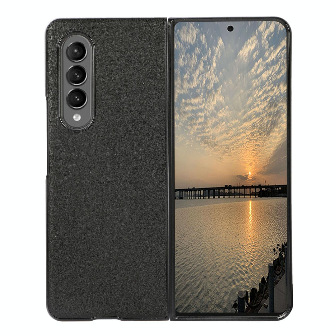 For Samsung Galaxy Z Fold4 5G Sheep Texture Leather Phone Case - Black