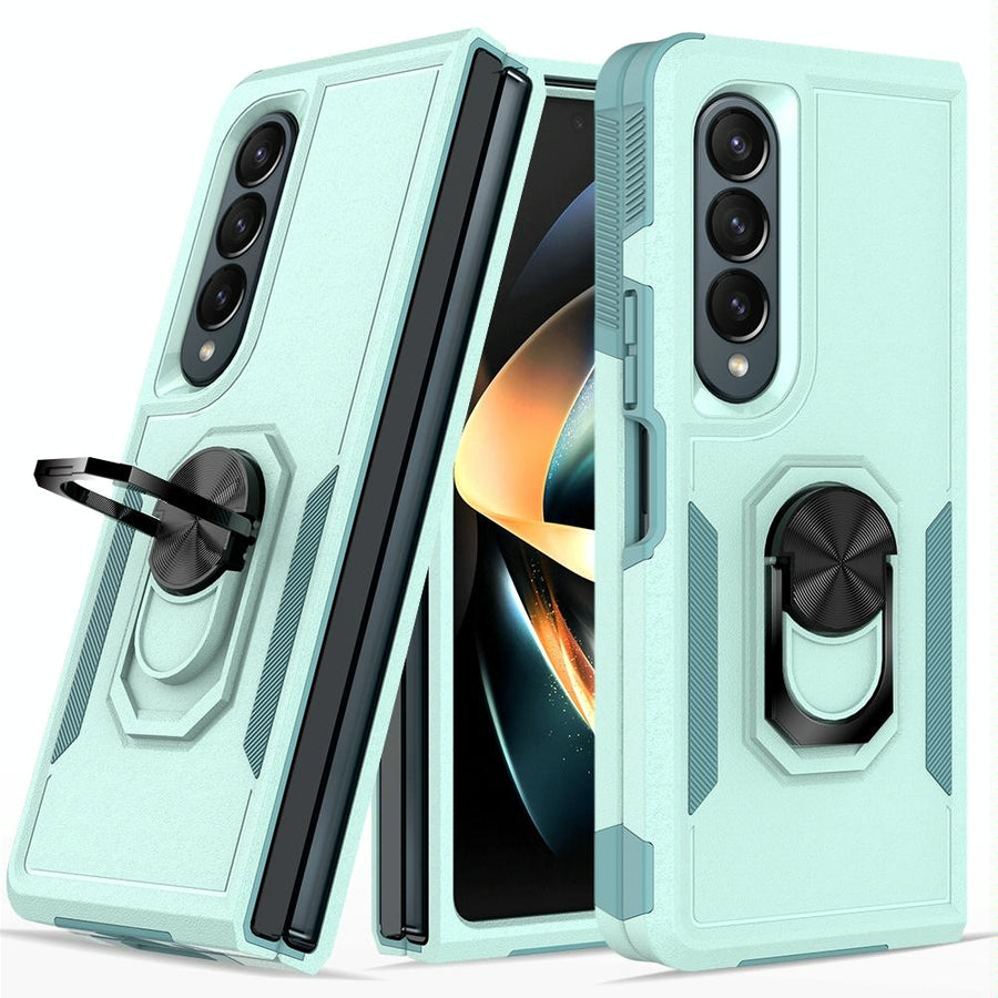 Galaxy z Fold 4 Tpu Shockproof Case with Ring - 2 in 1 Design - Green