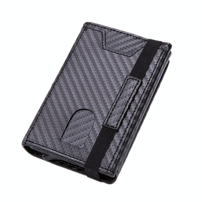 Rfid-blocking Aluminum Card Holder - Secure & Compact - Carbon Fiber Black