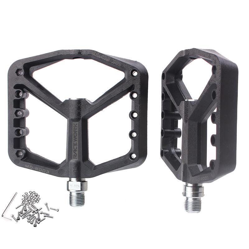 A Pair Of Wide Anti-Slip Nylon Bike Pedals - Black
