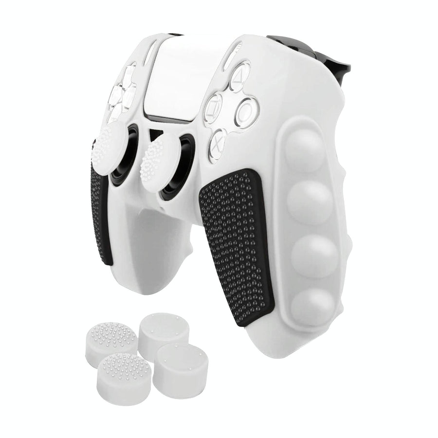 Silicone Gamepad Protective Case for Sony Ps5 with Splicing Design and Rocker Caps - Black White