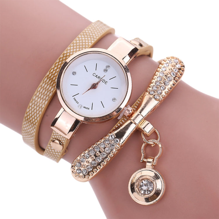 Stylish Leather Band Watch for Women - Casual Design - Beige