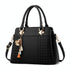 Simple Style Women Leather Crossbody Bag with Tassel Embroidery - Black