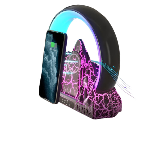 Wireless Charger With Alarm Clock & Bluetooth Speaker - Black