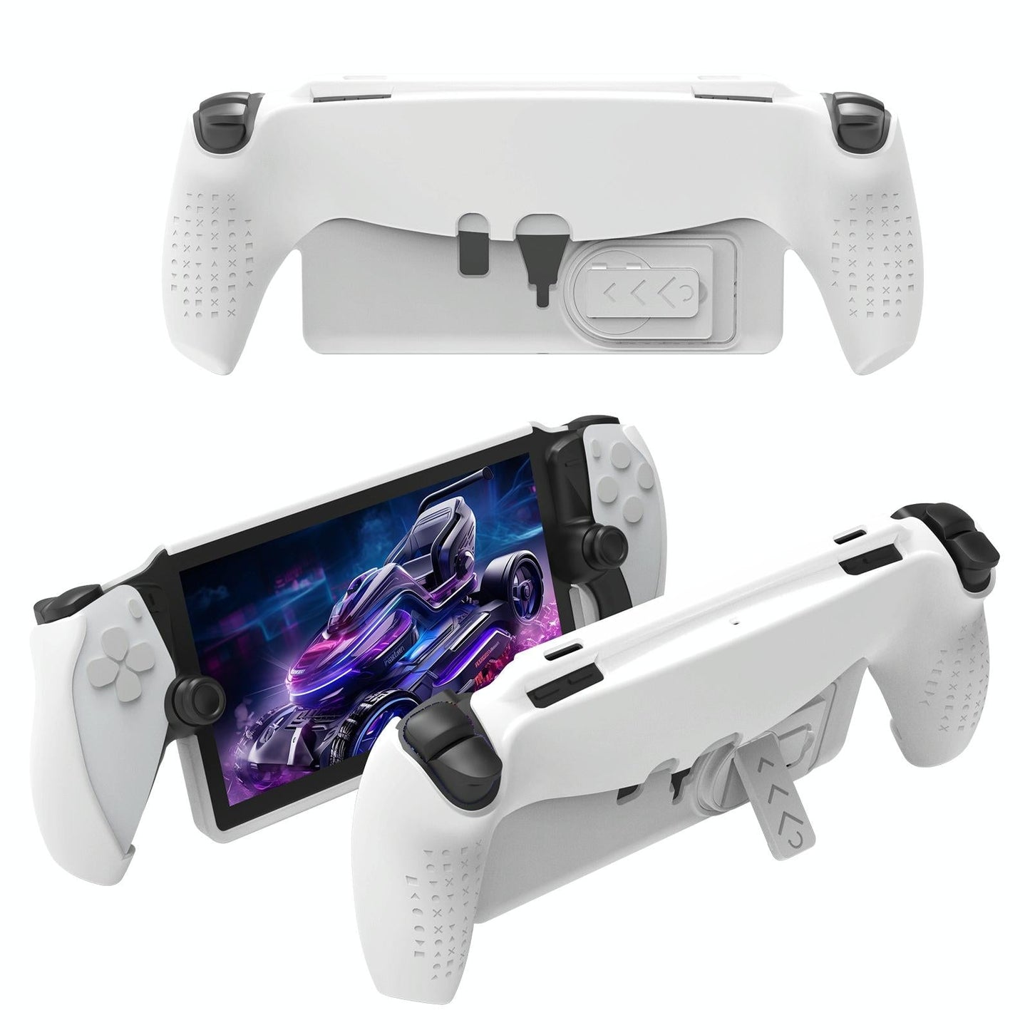 Jys Tpu Protective Case with Stand for Playstation Portal - Handle Design - White
