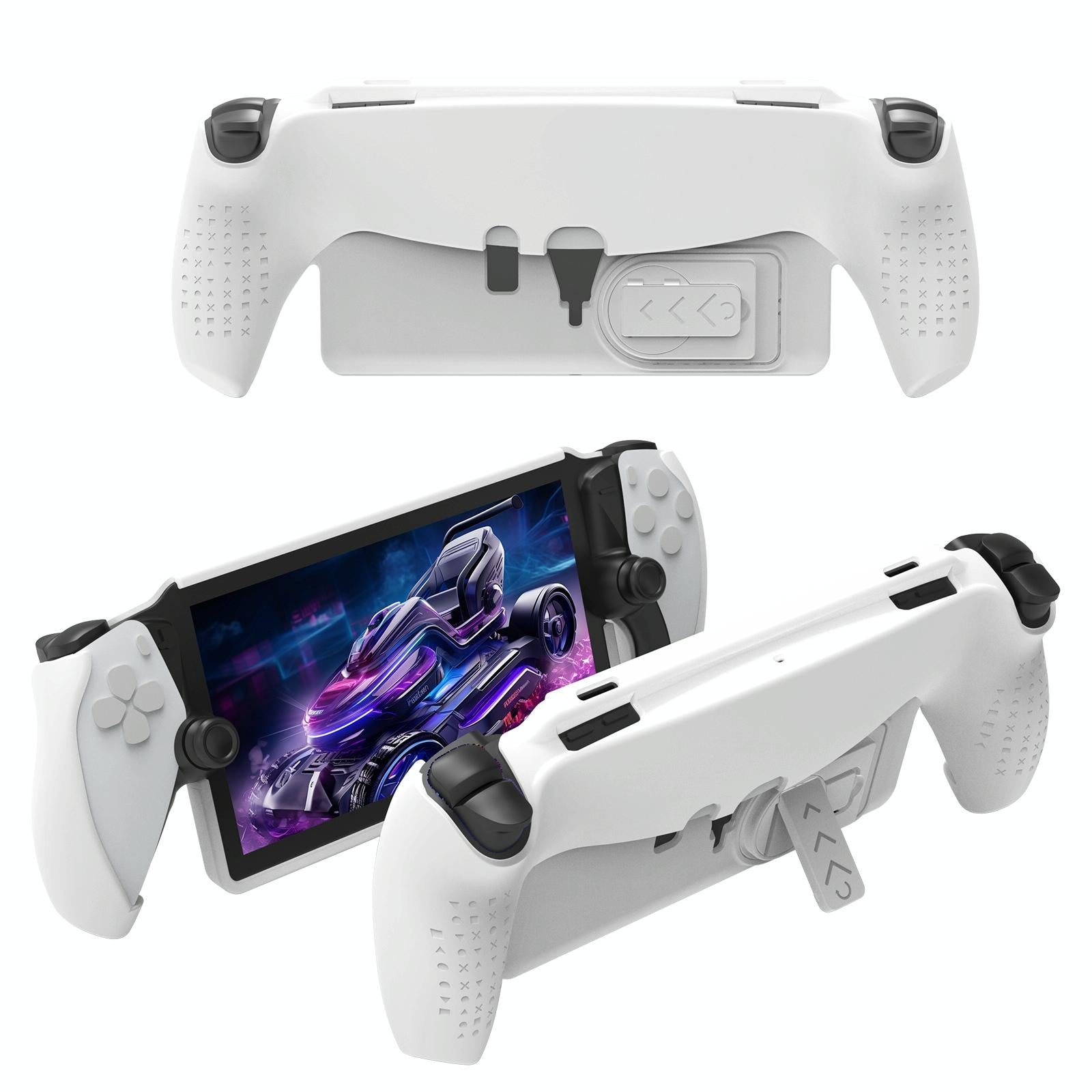 Jys Tpu Protective Case with Stand for Playstation Portal - Handle Design - White