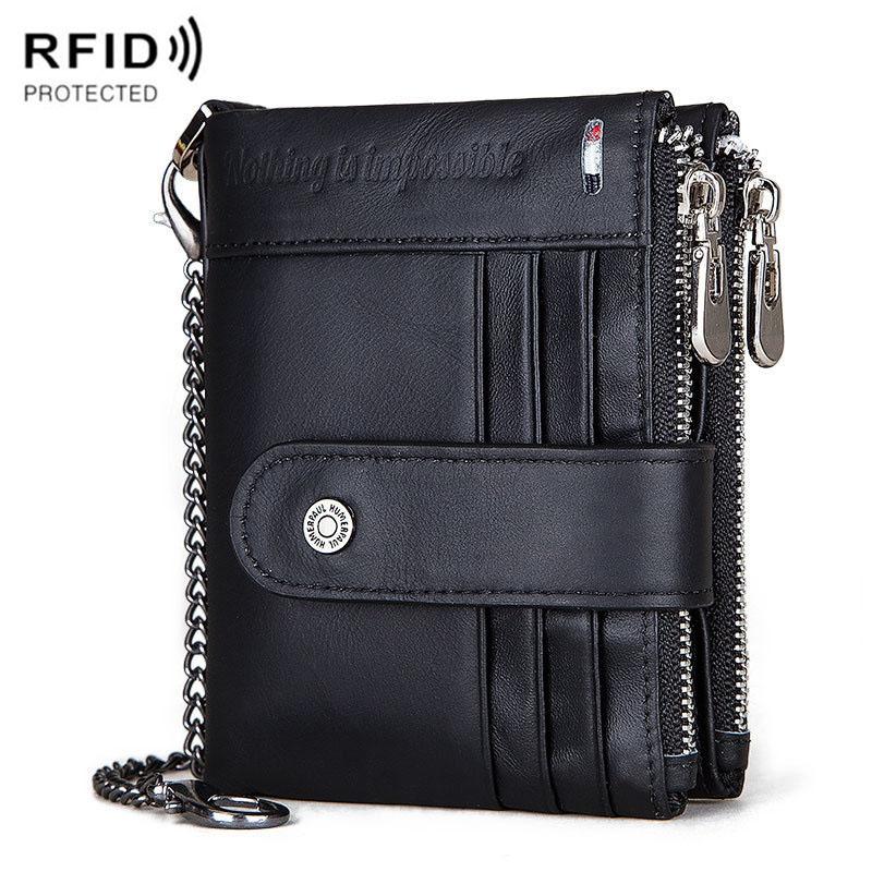 Men Leather Rfid Wallet - Secure & Stylish - Black