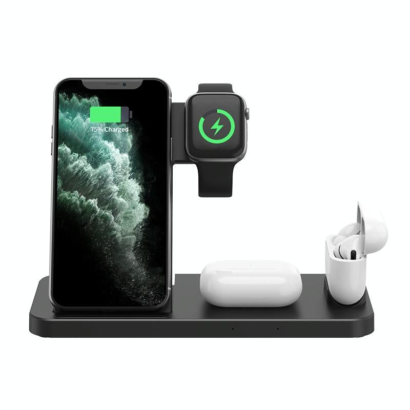 Foldable 4 In 1 Wireless Charger For Mobile Devices - Black