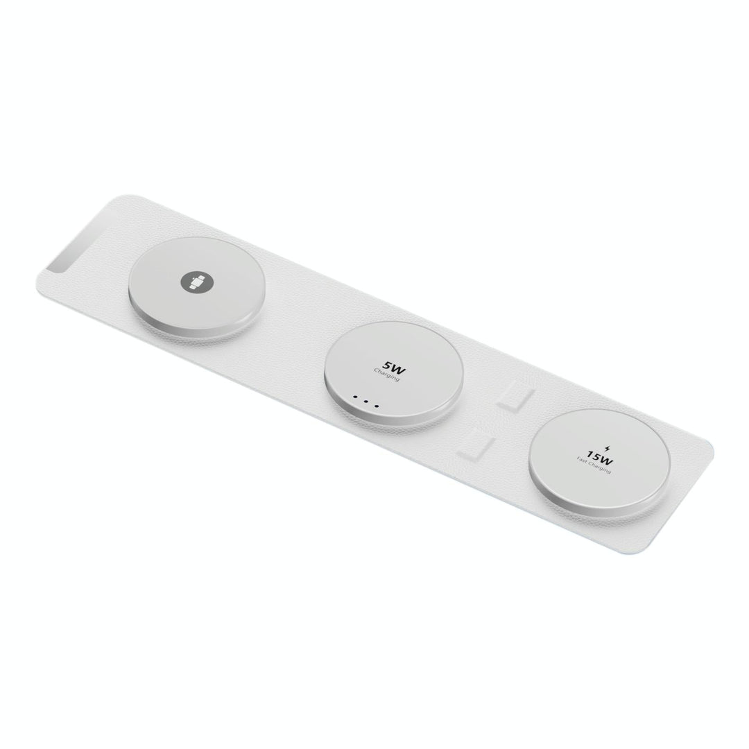 15W 3 In 1 Magnetic Wireless Charger - White