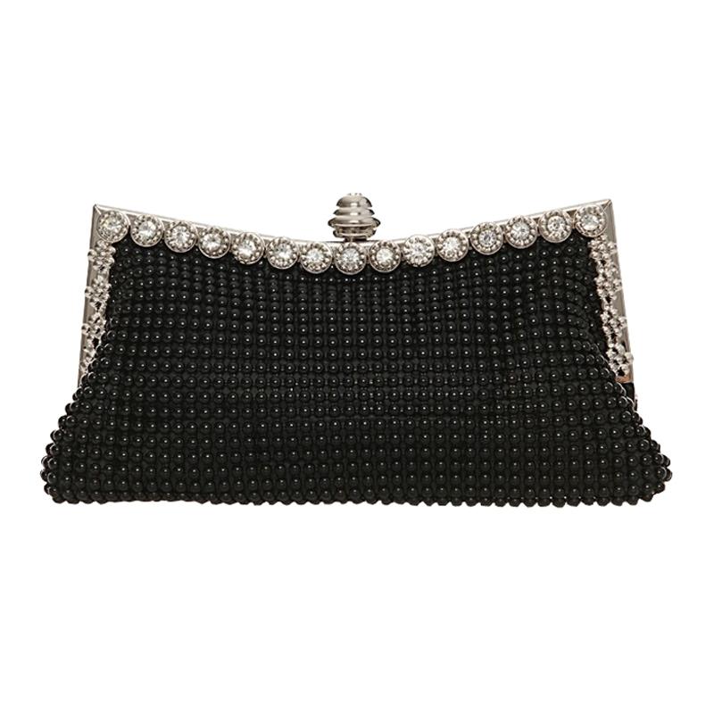 Rhinestone Evening Clutch for Ladies - Beaded Banquet Bag - Black