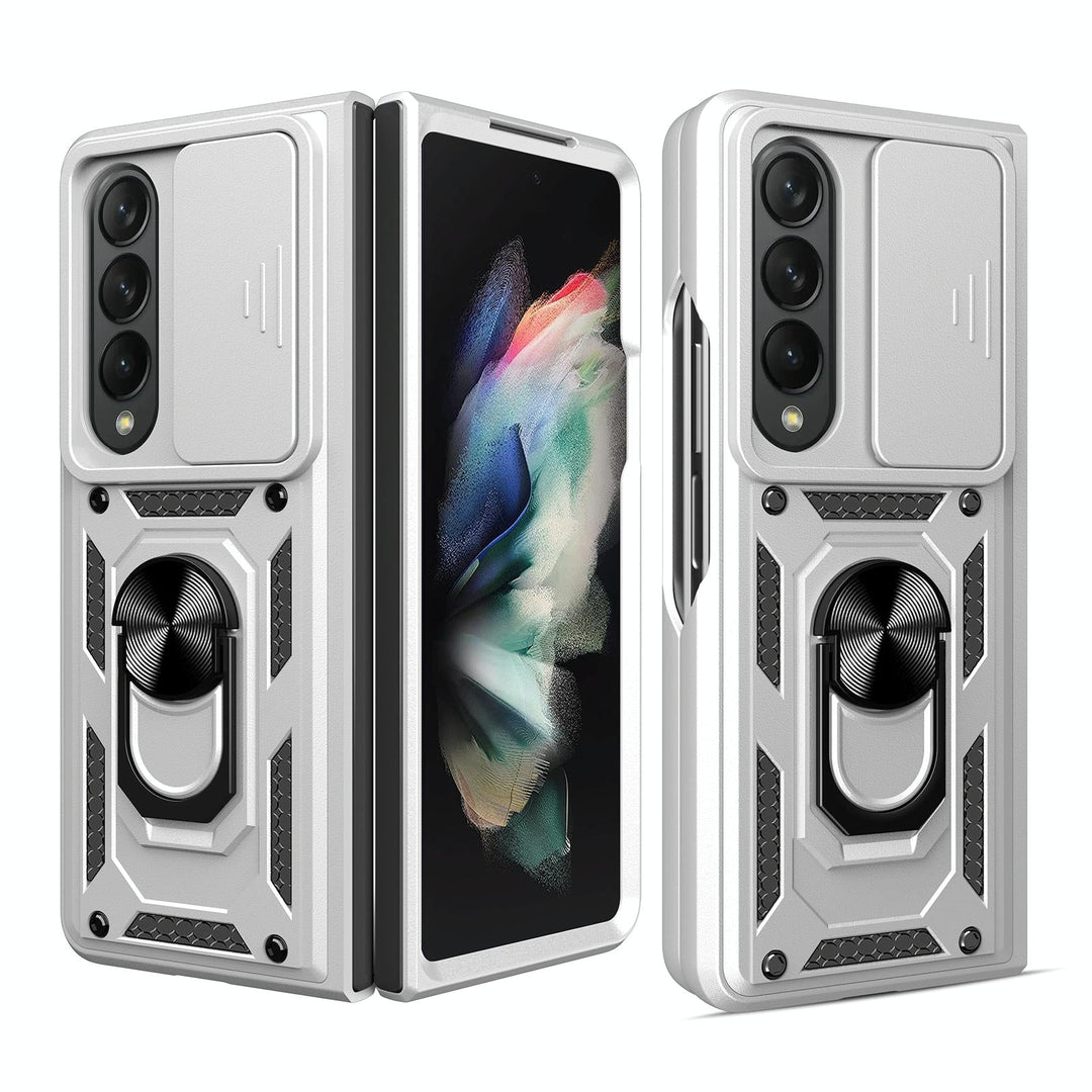 Samsung Galaxy z Fold 4 Tpu Pc Case with Sliding Camera Cover - Silver
