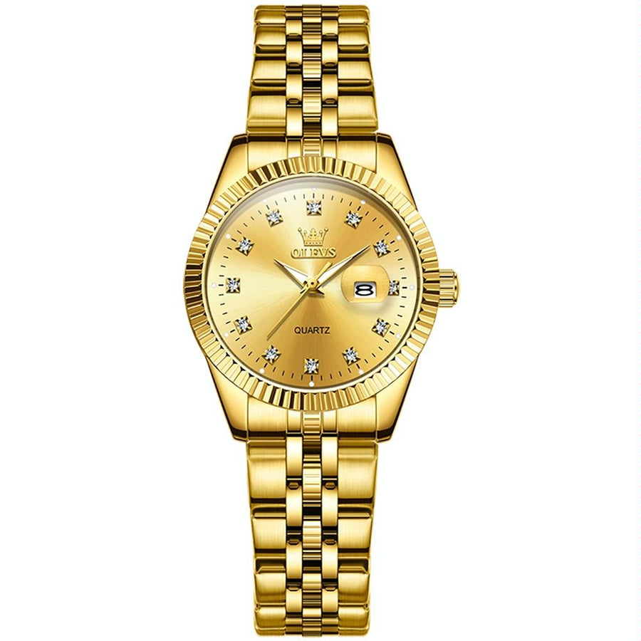 Women Luminous Diamond Quartz Watch - Waterproof - Gold