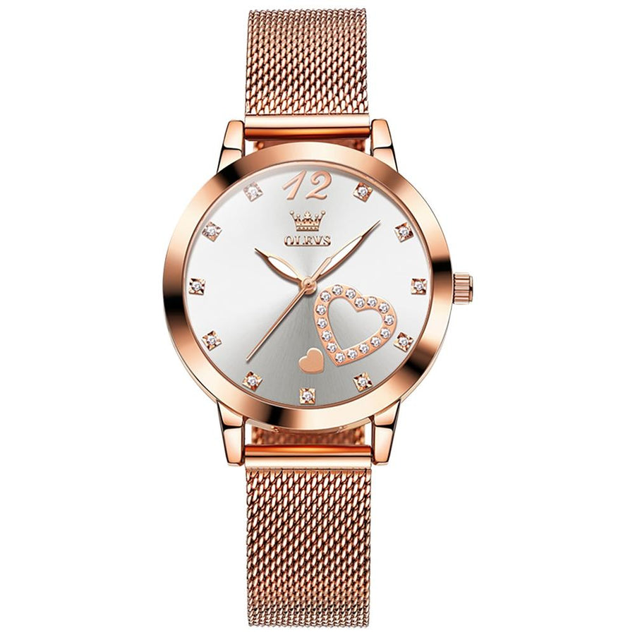 Waterproof Heart-shaped Women Quartz Watch - White
