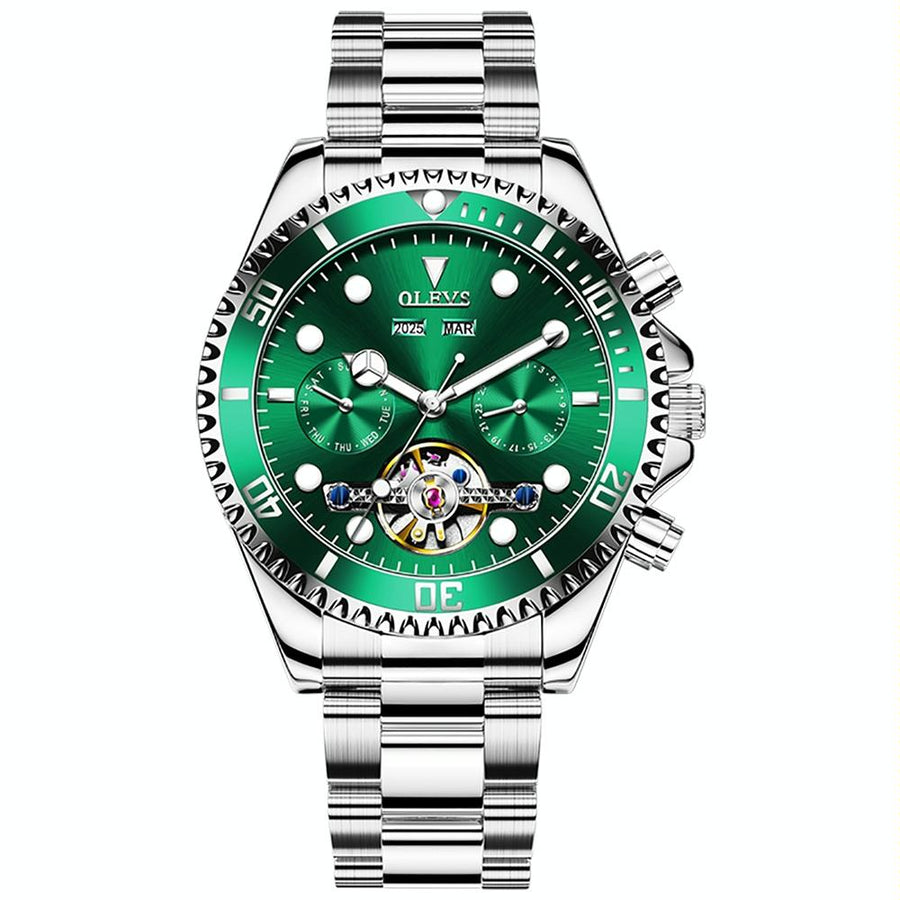 Waterproof Mechanical Watch for Men - Multifunctional - Green