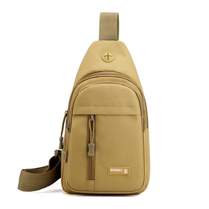 Messenger Chest Bag Durable Oxford Cloth Shoulder Bag For Outdoor Activities - Khaki