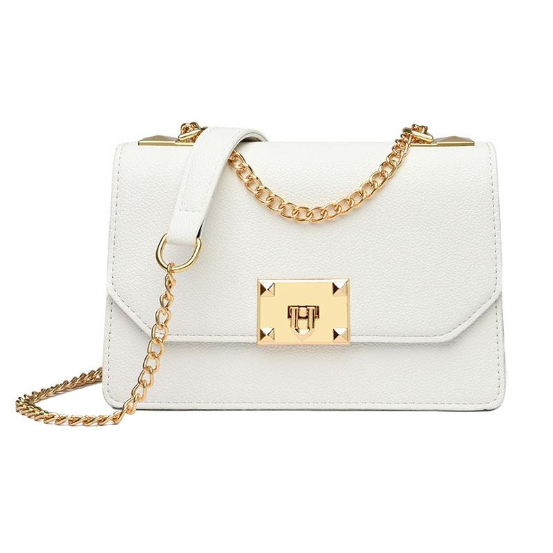Small Square Flap Lock Crossbody Bag For Women - White
