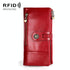 Vintage Rfid Leather Wallet with Card Slots for Women - Red