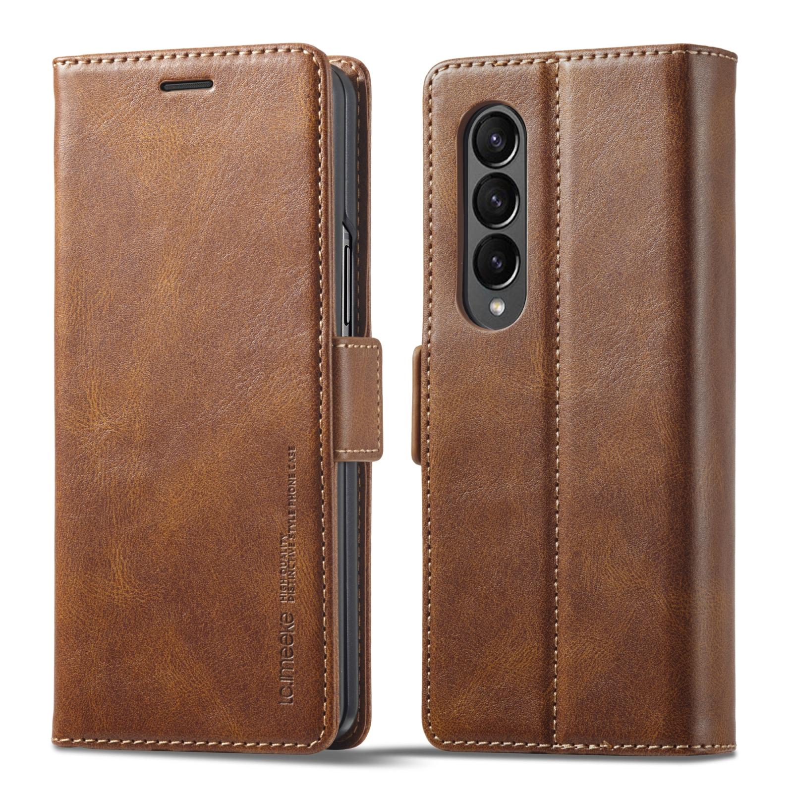 For Samsung Galaxy Z Fold4 5G Rfid Leather Phone Case - Secure & Stylish - Brown