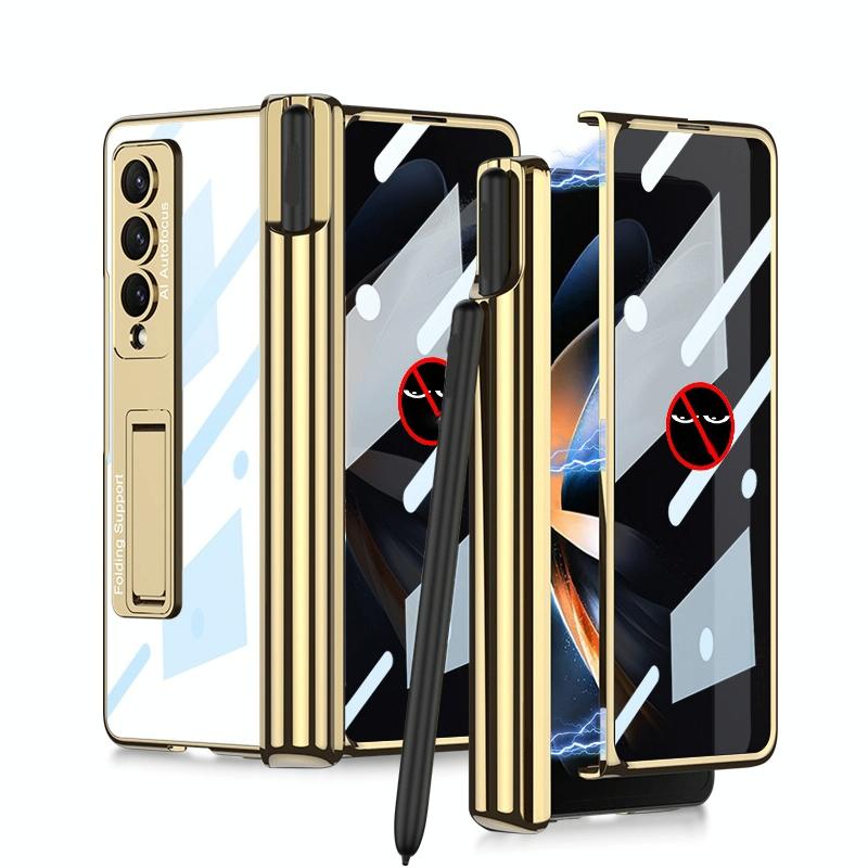 For Samsung Galaxy Z Fold4 5G Magnetic Privacy Case - Foldable - Champagne Gold