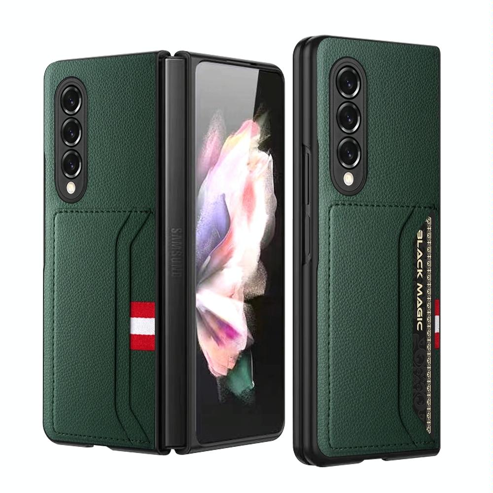 For Samsung Galaxy Z Fold4 5G Litchi Texture Microfiber Case - Green
