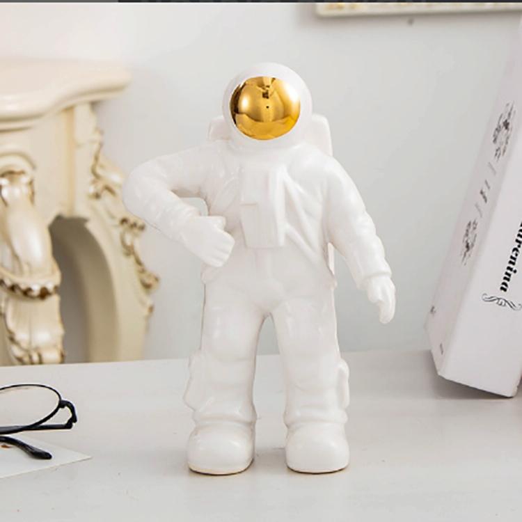 Spacewalker Ceramic Vase with Dried Flowers - Tabletop Decor Tool - White