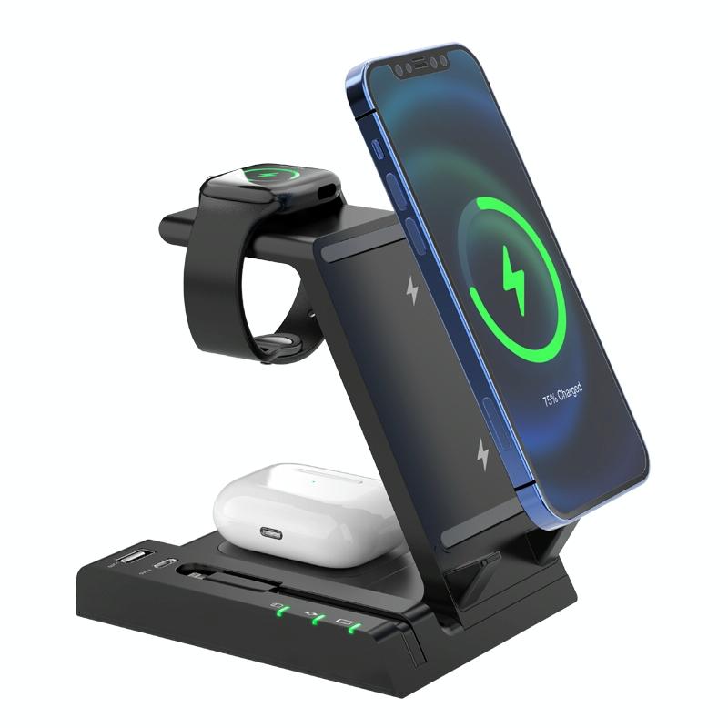 6 In 1 Fast Wireless Charger Stand Black