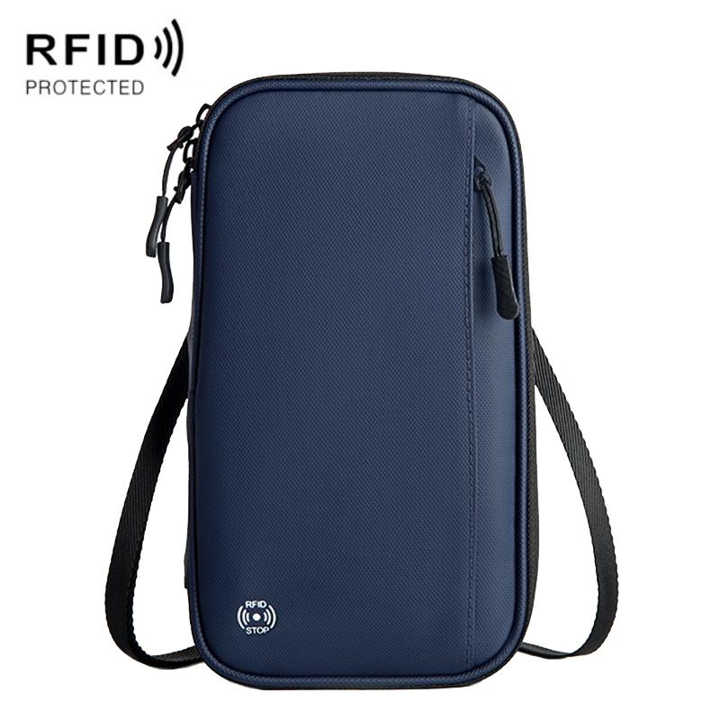 Rfid-protected Waterproof Neck Passport Holder - Blue