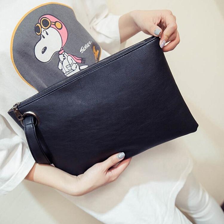 Stylish Retro Envelope Clutch Bag - Large Capacity - Black