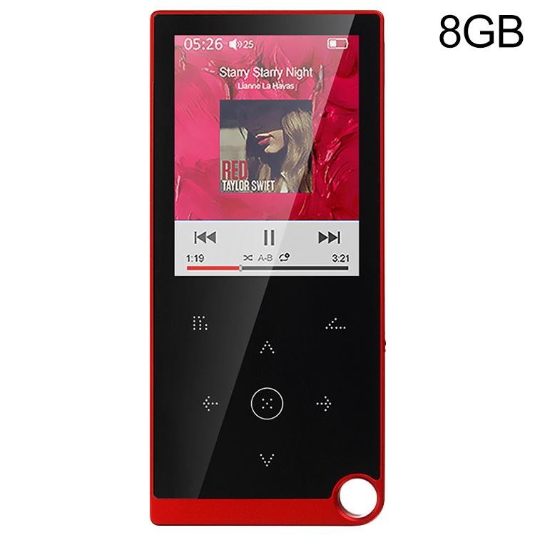 2.4 Inch Touch Mp4 / Mp3 Player 8Gb Memory E Book / Alarm / Timer No Bluetooth - Red