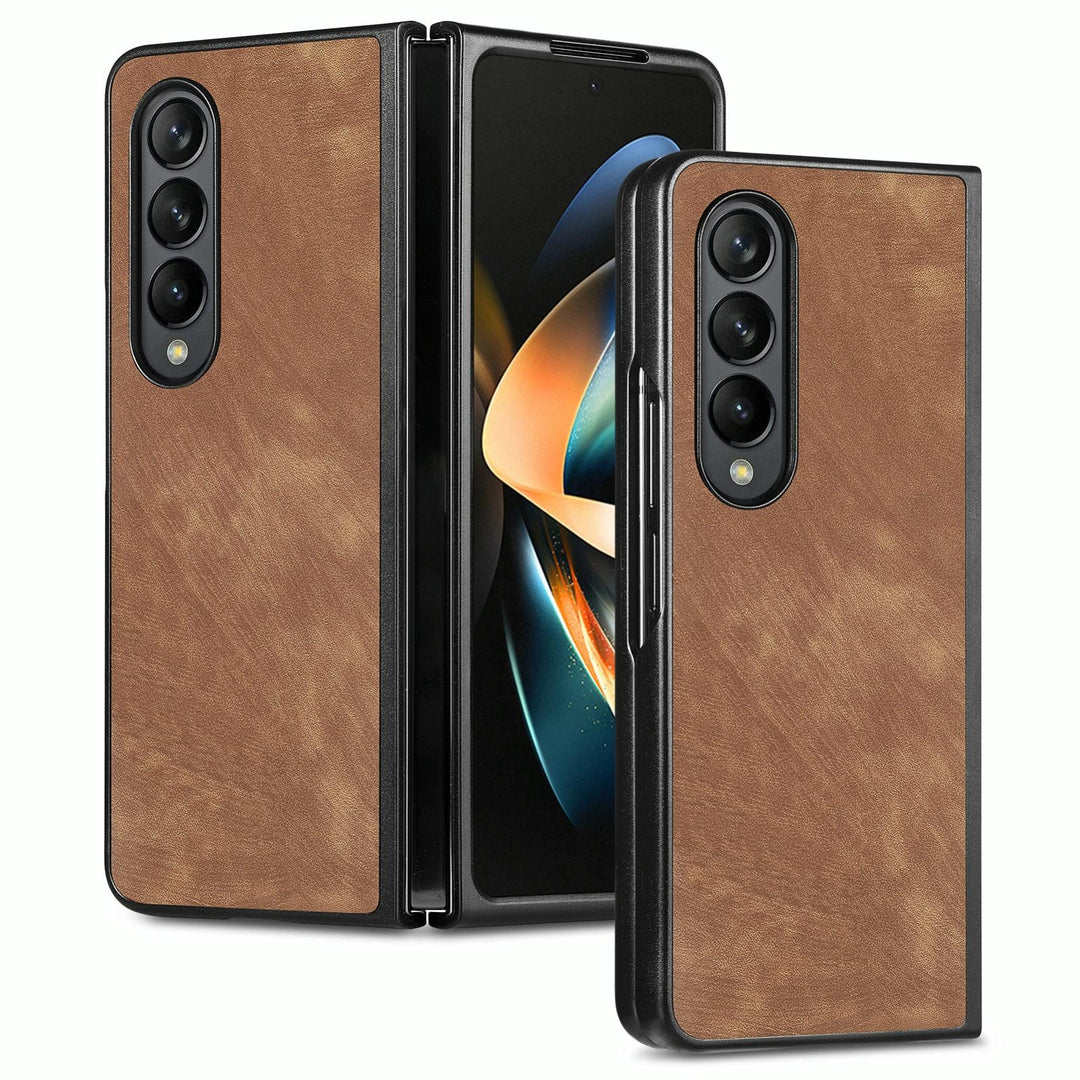 For Samsung Galaxy Z Fold4 5G Pu Back Cover - Solid Colour - Brown