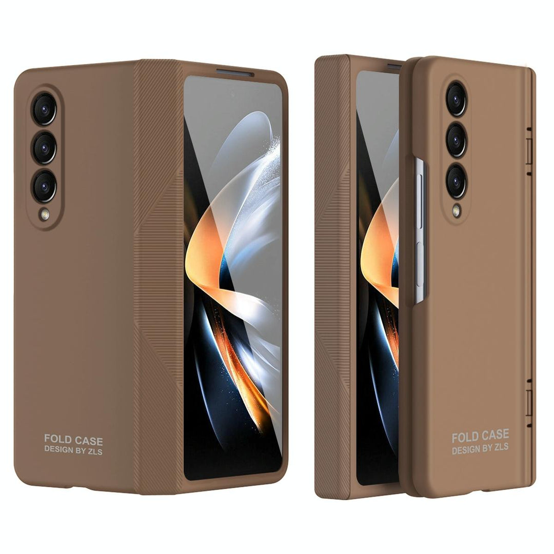 For Samsung Galaxy Z Fold4 5G Premium Hinged Folding Case - Coffee