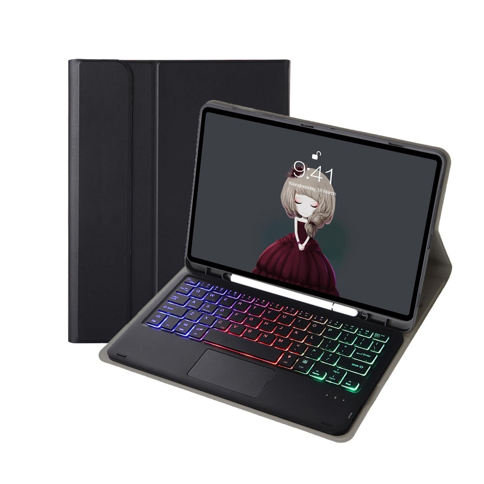 Bluetooth Keyboard Leather Tablet Case For Ipad 10.2 / 10.5 / Air 2019 With Touch Pad & Pen Slot - Black