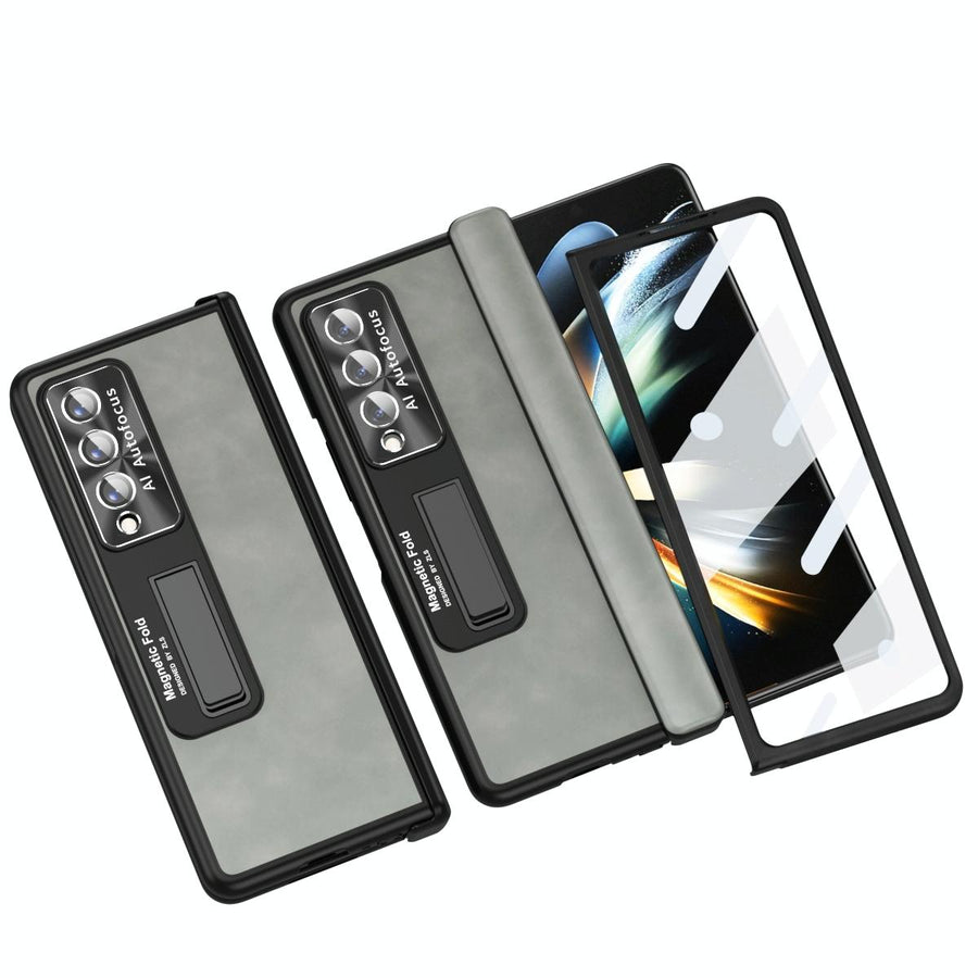 For Samsung Galaxy Z Fold4 5G Napa Texture All-In-One Phone Case - White