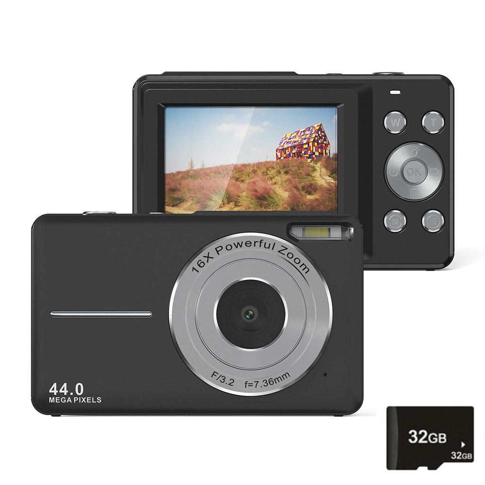 Mini Children Photography Camera - 2.4-inch Hd 16x Zoom - Black+32G