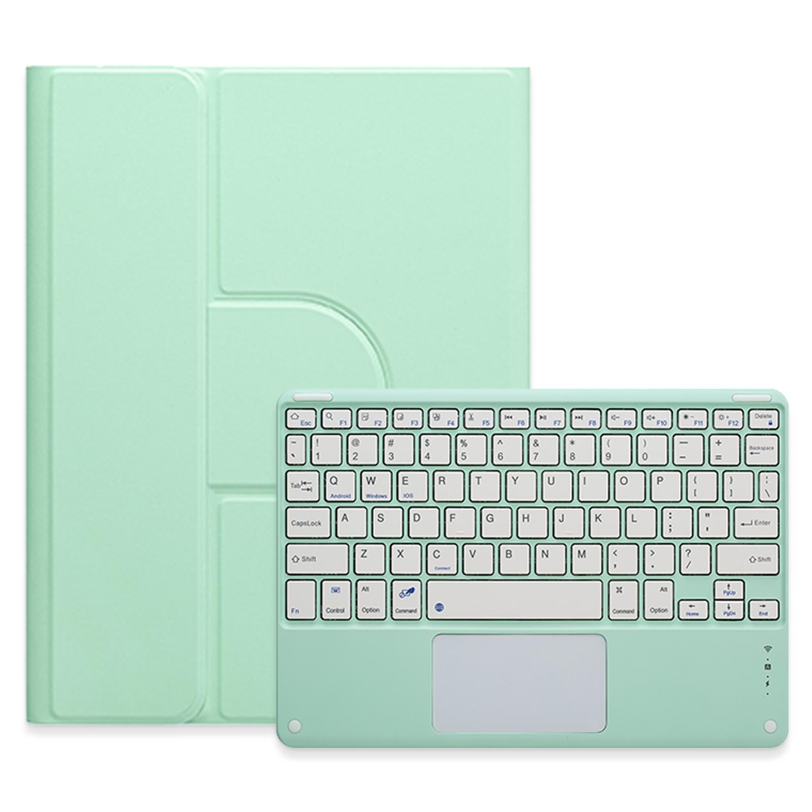 360 Degree Rotatable Bluetooth Keyboard Leather Case With Touchpad - Square Button - Mint Green - For Ipad Air 2022 / Ipad Pro 11 2021
