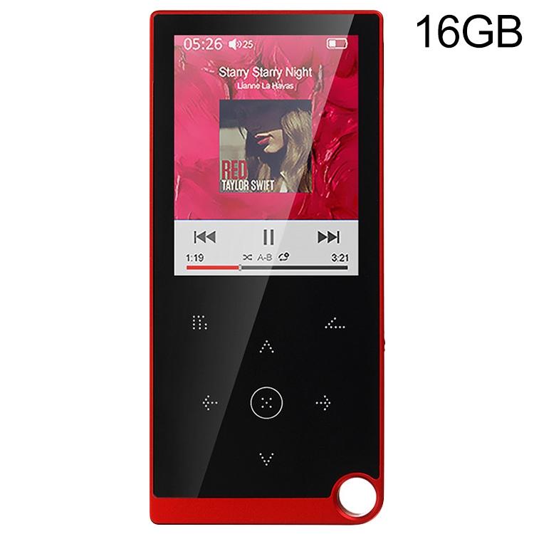 2.4 Inch Touch Mp4 / Mp3 Player 16Gb Memory E Book / Alarm / Timer No Bluetooth - Red