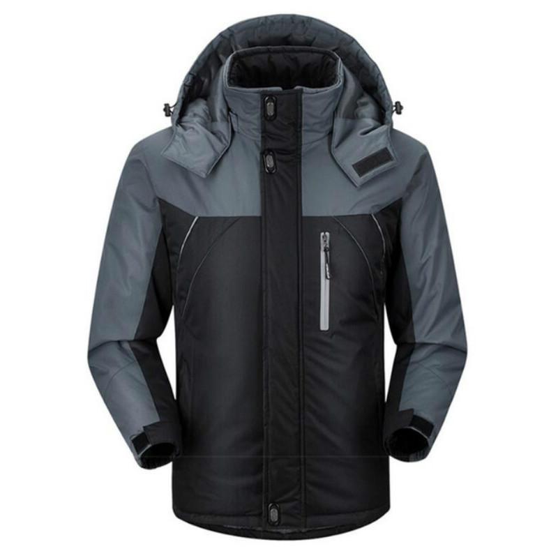 Men Winter Thick Fleece Waterproof Outwear Down Jackets Coats - Size Xl Black