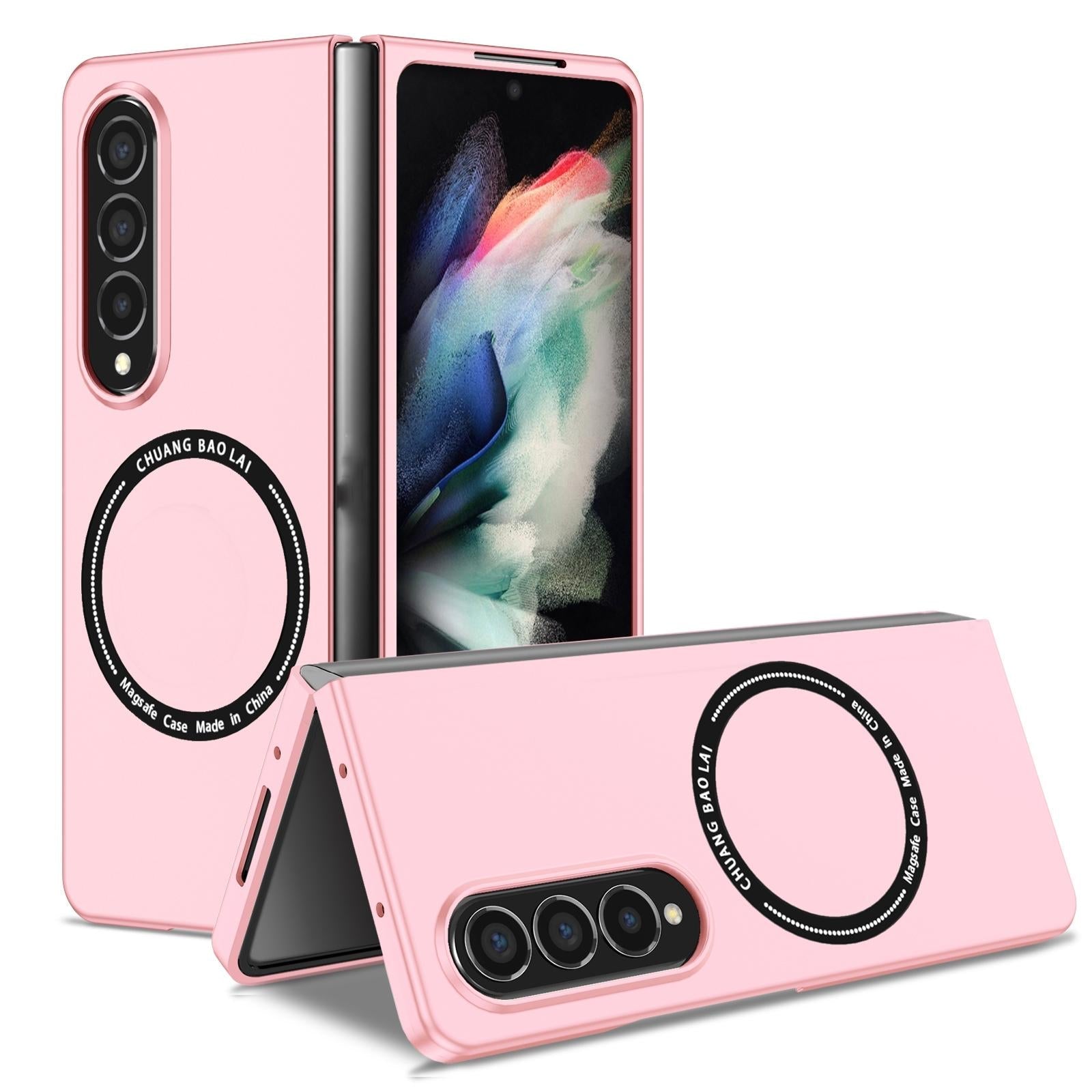 For Samsung Galaxy Z Fold4 5G Secure & Portable Magnetic Folding Case - Pink
