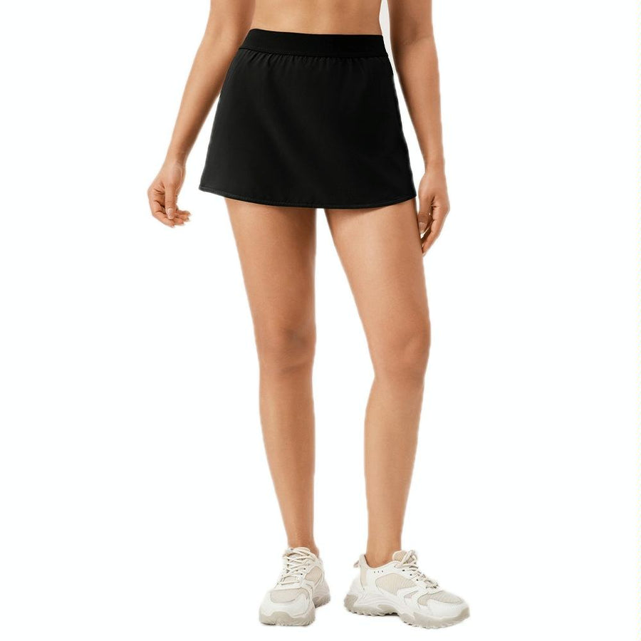 Quick Drying Women Yoga Skirt Pants Breathable & Fake Two Piece Size L - Black - Xl