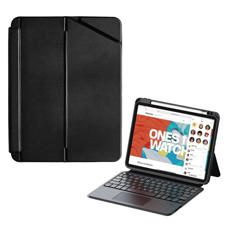 Black Leather Tablet Case With Magnetic Bluetooth Keyboard - For Ipad 10.2