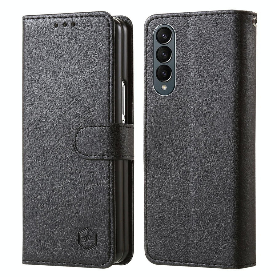 For Samsung Galaxy Z Fold4 5G Leather Texture Phone Case - Pu Tpu - Black