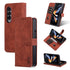 For Samsung Galaxy Z Fold4 5G Leather Phone Case - Smooth Calf Texture - Brown