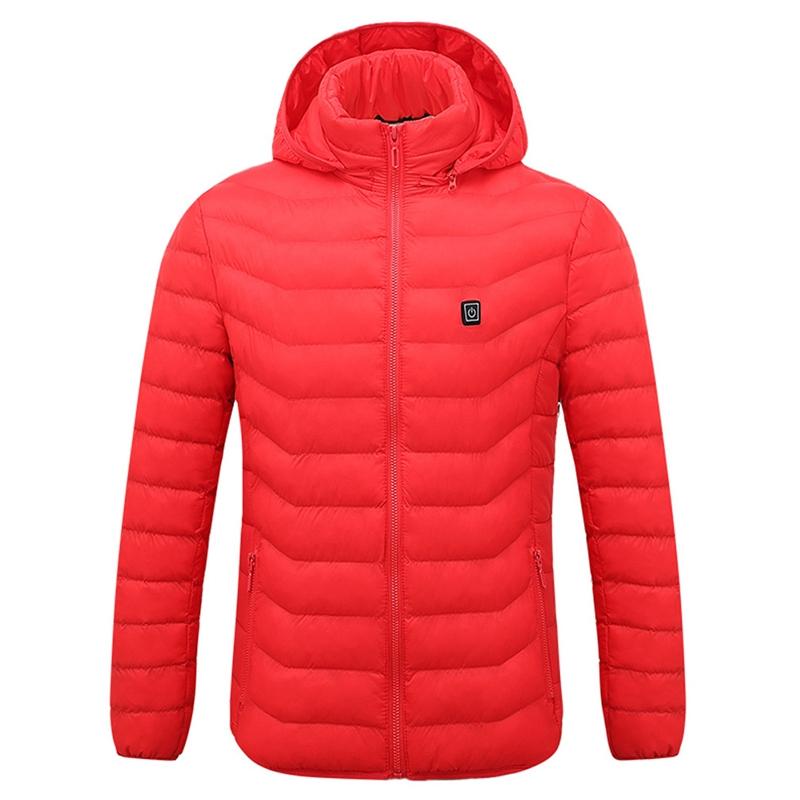 Winter Smart Electric Heating Hooded Jacket - Size Xxxxl - Red