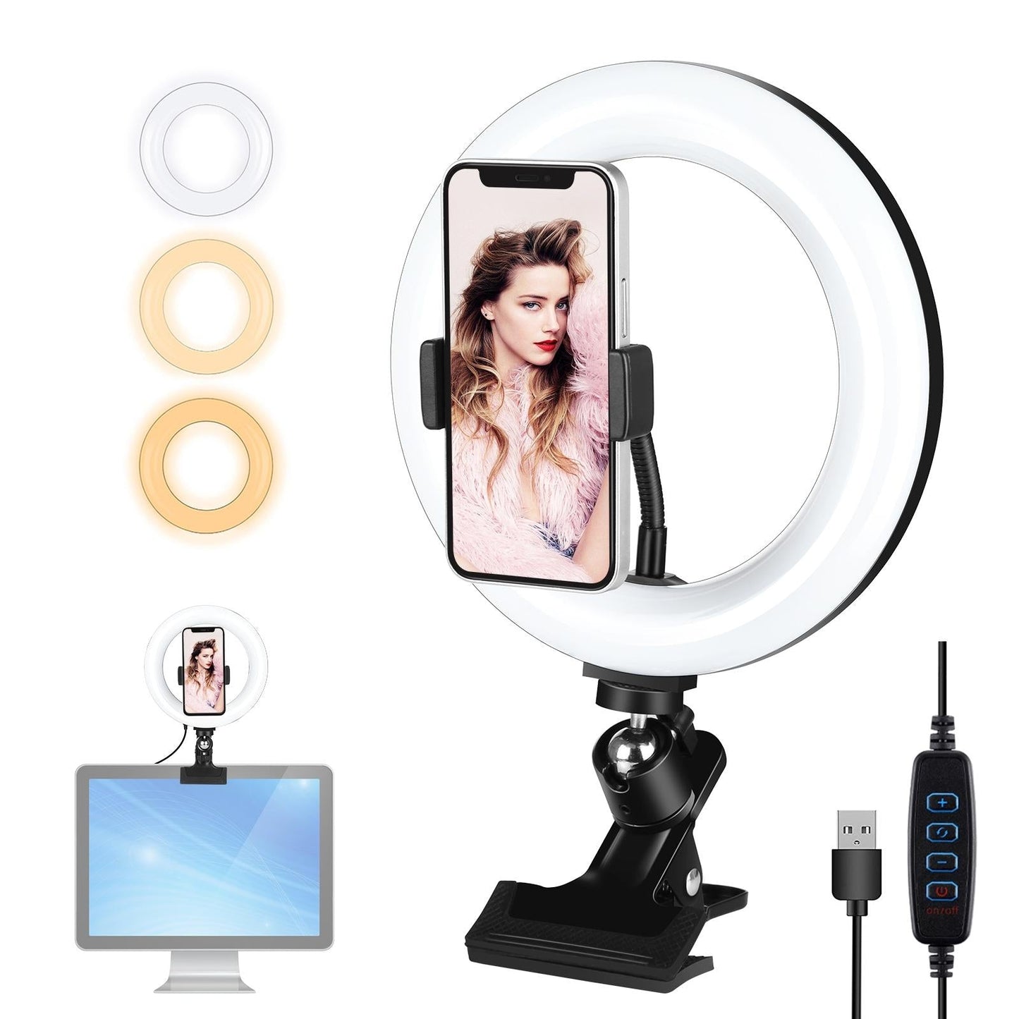 7.9 Ring Selfie Light with Dual Colour Led for Vlogging & Photography