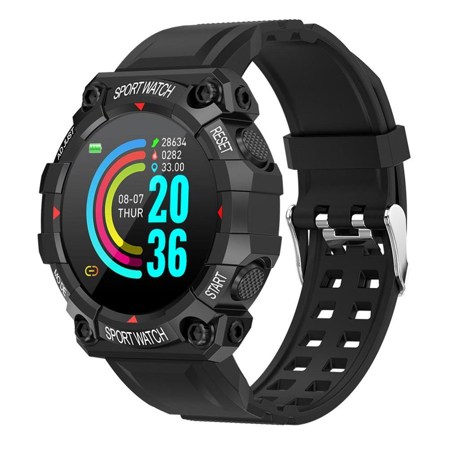 1.3 Inch Colour Round Screen Sport Smart Watch Support Heart Rate / Multi-Sports Mode - Black