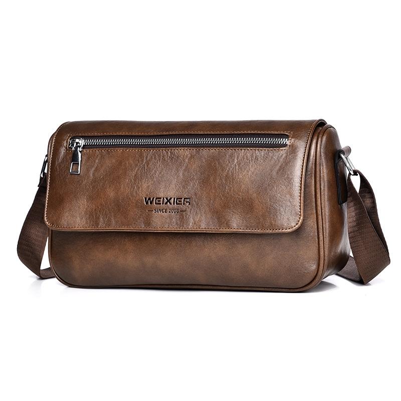 Waterproof Men Crossbody Bag Large Capacity - Brown